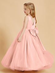 Tulle Junior Bridesmaid Dresses Satin Top Glamourous Bowknot Coral