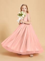 Tulle Junior Bridesmaid Dresses Satin Top Glamourous Bowknot Coral