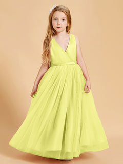 Tulle Junior Bridesmaid Dresses Satin Top Glamourous Bowknot Daffodil