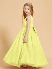 Tulle Junior Bridesmaid Dresses Satin Top Glamourous Bowknot Daffodil