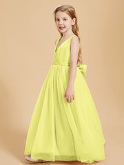 Tulle Junior Bridesmaid Dresses Satin Top Glamourous Bowknot Daffodil