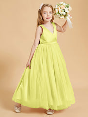 Tulle Junior Bridesmaid Dresses Satin Top Glamourous Bowknot Daffodil