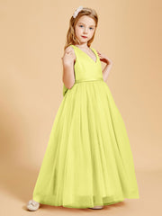 Tulle Junior Bridesmaid Dresses Satin Top Glamourous Bowknot Daffodil
