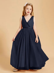 Tulle Junior Bridesmaid Dresses Satin Top Glamourous Bowknot Dark Navy