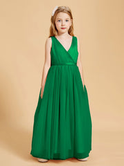 Tulle Junior Bridesmaid Dresses Satin Top Glamourous Bowknot Emerald