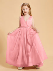 Tulle Junior Bridesmaid Dresses Satin Top Glamourous Bowknot Flamingo