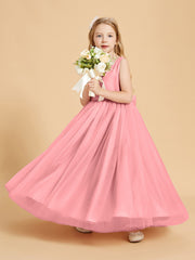 Tulle Junior Bridesmaid Dresses Satin Top Glamourous Bowknot Flamingo