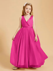 Tulle Junior Bridesmaid Dresses Satin Top Glamourous Bowknot Fuchsia