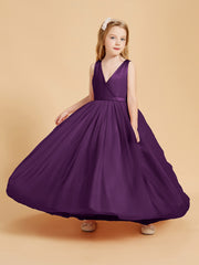 Tulle Junior Bridesmaid Dresses Satin Top Glamourous Bowknot Grape