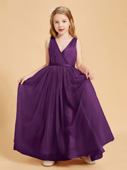 Tulle Junior Bridesmaid Dresses Satin Top Glamourous Bowknot Grape