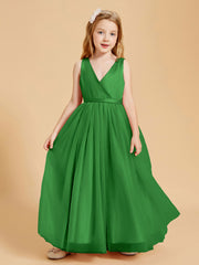Tulle Junior Bridesmaid Dresses Satin Top Glamourous Bowknot Green