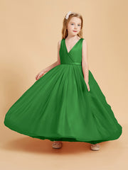Tulle Junior Bridesmaid Dresses Satin Top Glamourous Bowknot Green