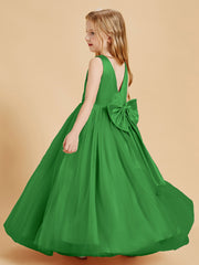 Tulle Junior Bridesmaid Dresses Satin Top Glamourous Bowknot Green