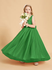 Tulle Junior Bridesmaid Dresses Satin Top Glamourous Bowknot Green