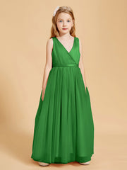 Tulle Junior Bridesmaid Dresses Satin Top Glamourous Bowknot Green