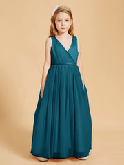 Tulle Junior Bridesmaid Dresses Satin Top Glamourous Bowknot Ink Blue