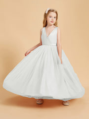 Tulle Junior Bridesmaid Dresses Satin Top Glamourous Bowknot Ivory