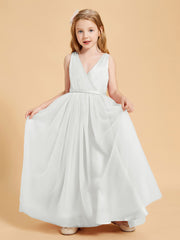 Tulle Junior Bridesmaid Dresses Satin Top Glamourous Bowknot Ivory