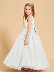 Tulle Junior Bridesmaid Dresses Satin Top Glamourous Bowknot Ivory