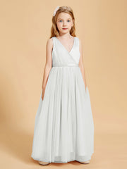 Tulle Junior Bridesmaid Dresses Satin Top Glamourous Bowknot Ivory