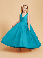 Tulle Junior Bridesmaid Dresses Satin Top Glamourous Bowknot Jade