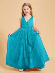 Tulle Junior Bridesmaid Dresses Satin Top Glamourous Bowknot Jade