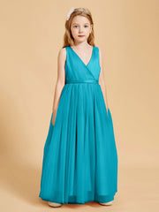 Tulle Junior Bridesmaid Dresses Satin Top Glamourous Bowknot Jade