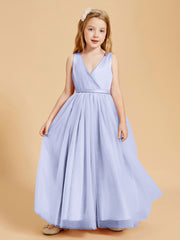 Tulle Junior Bridesmaid Dresses Satin Top Glamourous Bowknot Lavender