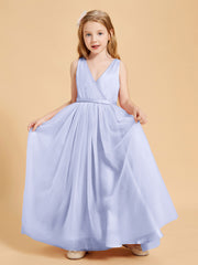 Tulle Junior Bridesmaid Dresses Satin Top Glamourous Bowknot Lavender