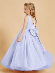 Tulle Junior Bridesmaid Dresses Satin Top Glamourous Bowknot Lavender