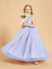 Tulle Junior Bridesmaid Dresses Satin Top Glamourous Bowknot Lavender
