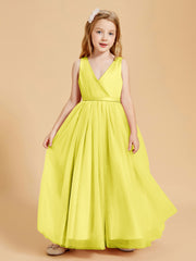 Tulle Junior Bridesmaid Dresses Satin Top Glamourous Bowknot Lemon