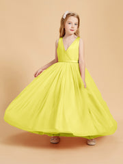 Tulle Junior Bridesmaid Dresses Satin Top Glamourous Bowknot Lemon
