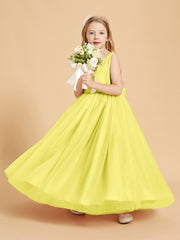 Tulle Junior Bridesmaid Dresses Satin Top Glamourous Bowknot Lemon