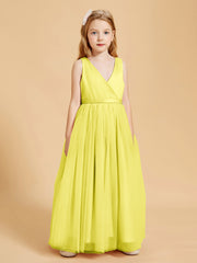 Tulle Junior Bridesmaid Dresses Satin Top Glamourous Bowknot Lemon