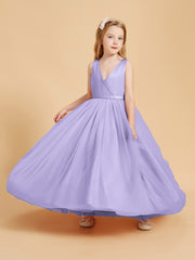Tulle Junior Bridesmaid Dresses Satin Top Glamourous Bowknot Lilac
