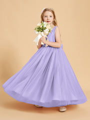 Tulle Junior Bridesmaid Dresses Satin Top Glamourous Bowknot Lilac