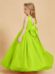 Tulle Junior Bridesmaid Dresses Satin Top Glamourous Bowknot Lime Green