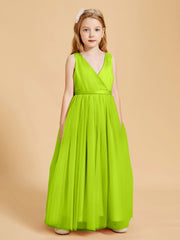 Tulle Junior Bridesmaid Dresses Satin Top Glamourous Bowknot Lime Green