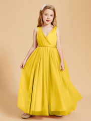 Tulle Junior Bridesmaid Dresses Satin Top Glamourous Bowknot Marigold