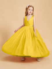 Tulle Junior Bridesmaid Dresses Satin Top Glamourous Bowknot Marigold