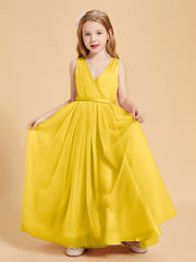 Tulle Junior Bridesmaid Dresses Satin Top Glamourous Bowknot Marigold