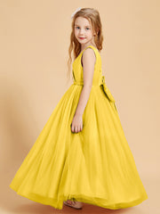 Tulle Junior Bridesmaid Dresses Satin Top Glamourous Bowknot Marigold