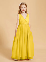 Tulle Junior Bridesmaid Dresses Satin Top Glamourous Bowknot Marigold
