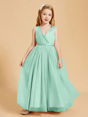 Tulle Junior Bridesmaid Dresses Satin Top Glamourous Bowknot Mint Green