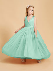 Tulle Junior Bridesmaid Dresses Satin Top Glamourous Bowknot Mint Green