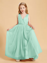 Tulle Junior Bridesmaid Dresses Satin Top Glamourous Bowknot Mint Green