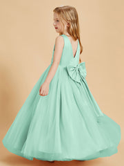 Tulle Junior Bridesmaid Dresses Satin Top Glamourous Bowknot Mint Green