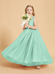 Tulle Junior Bridesmaid Dresses Satin Top Glamourous Bowknot Mint Green