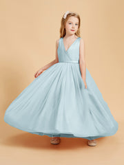 Tulle Junior Bridesmaid Dresses Satin Top Glamourous Bowknot Mist